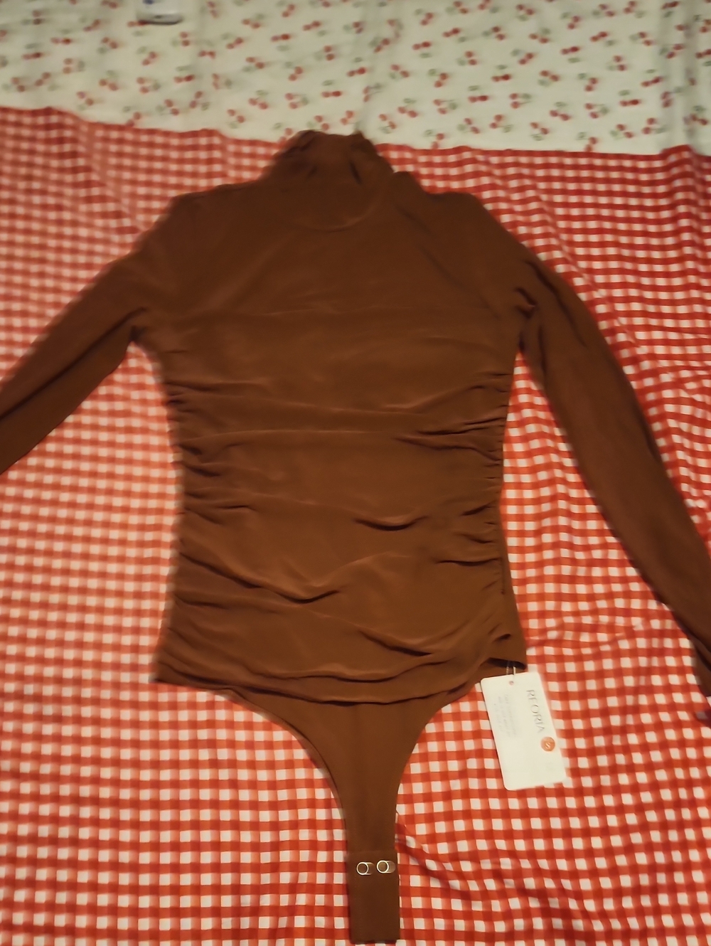 ReoRia Brown Long-Sleeve Turtleneck Bodysuit